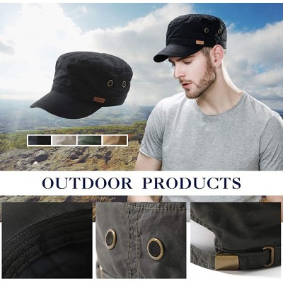 Baseball Caps Unisex Adjustable Large Head Strapback Army Military Combat Hat Baseball Cadet Cap 56-64cm - 68033black - C118R...