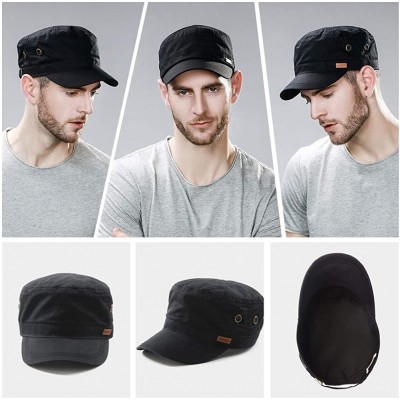 Baseball Caps Unisex Adjustable Large Head Strapback Army Military Combat Hat Baseball Cadet Cap 56-64cm - 68033black - C118R...