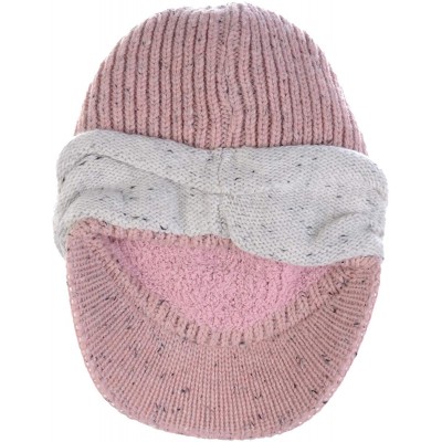 Newsboy Caps Womens Winter Relaxed Speckled Fleece Lined Knit Newsboy Cabbie Hat Visor - Speckled Dusty Pink - CL18ZY7UX7S $2...