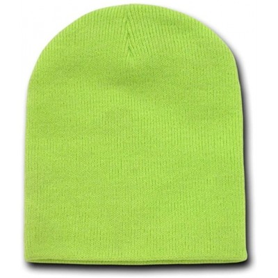 Skullies & Beanies 8 Inch Short Knit Beanie Cap - Lime Green - CS110DKZRN9 $23.08
