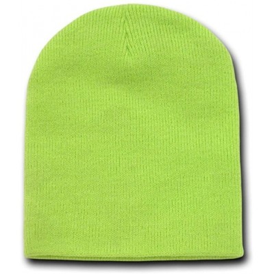 Skullies & Beanies 8 Inch Short Knit Beanie Cap - Lime Green - CS110DKZRN9 $11.67