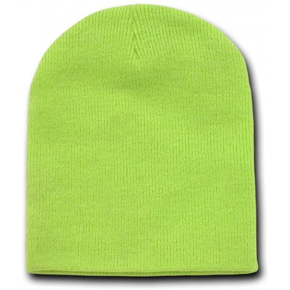Skullies & Beanies 8 Inch Short Knit Beanie Cap - Lime Green - CS110DKZRN9 $11.67