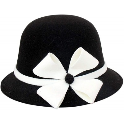 Bucket Hats Cloche Round Hat for Women Beanie Flower Dress Church Elegant British - D-black3 - C118Z0XQMN6 $20.07