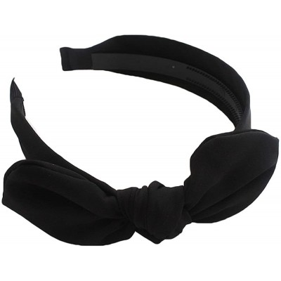 Headbands Womens Solid Bow Tie Hair Band Headbands with Teeth - Black - CV18GCZ6H3Z $19.17