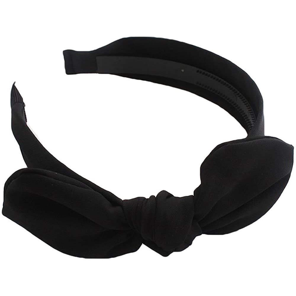 Headbands Womens Solid Bow Tie Hair Band Headbands with Teeth - Black - CV18GCZ6H3Z $7.77