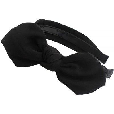 Headbands Womens Solid Bow Tie Hair Band Headbands with Teeth - Black - CV18GCZ6H3Z $7.77