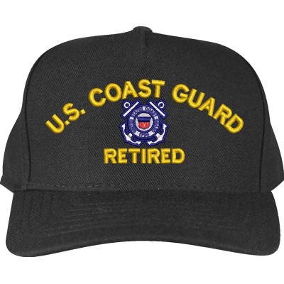 Baseball Caps U.S. Coast Guard Retired Embroidered Cap - Black - High Profile - Wool Blend - Usa - CJ18OQX2WKW $39.61