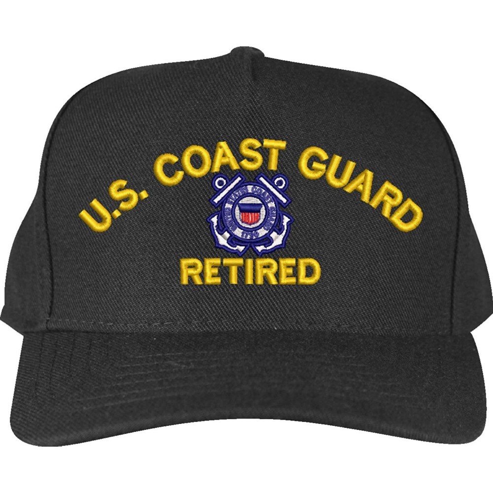 Baseball Caps U.S. Coast Guard Retired Embroidered Cap - Black - High Profile - Wool Blend - Usa - CJ18OQX2WKW $39.61