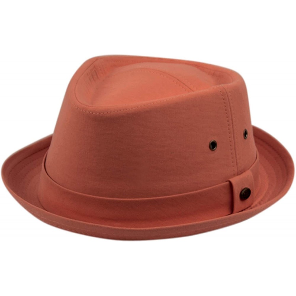 Fedoras Men's Everyday Cotton All Season Porkpie Boater Derby Fedora Sun Hat - F2697rust - CT1998W7UDW $26.63