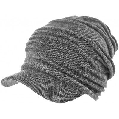 Skullies & Beanies Wool Visor Beanie for Men Winter Knit Hat Scarf Sets Neck Mask - 89242grey - CP18K7GXC7X $26.51