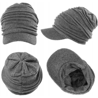 Skullies & Beanies Wool Visor Beanie for Men Winter Knit Hat Scarf Sets Neck Mask - 89242grey - CP18K7GXC7X $26.51