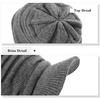 Skullies & Beanies Wool Visor Beanie for Men Winter Knit Hat Scarf Sets Neck Mask - 89242grey - CP18K7GXC7X $26.51