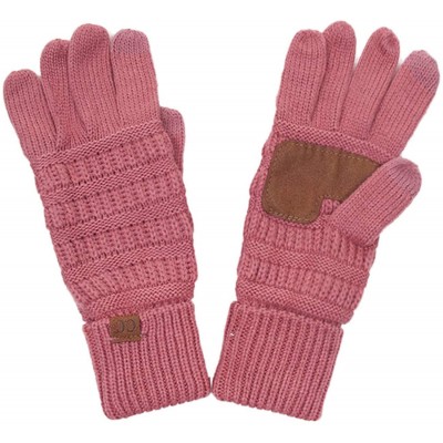 Skullies & Beanies 3pc Set Trendy Warm Chunky Soft Stretch Cable Knit Beanie Scarves Gloves Set - Mauve - CH18ZLGOXI9 $53.99
