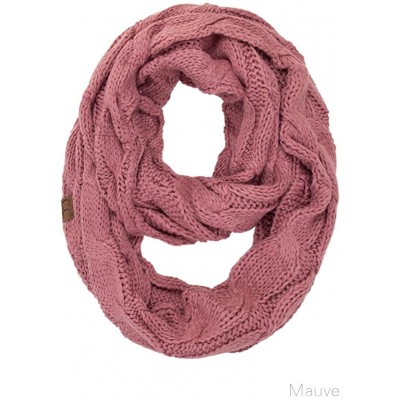 Skullies & Beanies 3pc Set Trendy Warm Chunky Soft Stretch Cable Knit Beanie Scarves Gloves Set - Mauve - CH18ZLGOXI9 $53.99