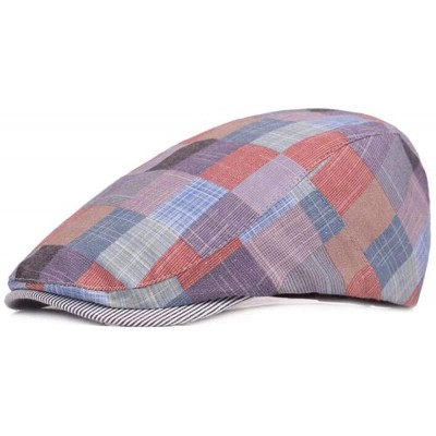 Newsboy Caps Unisex Flat Checker Plaid Ivy Newsboy Cap Hat - 2 Pack-b - CK18L5AL8ZG $12.96