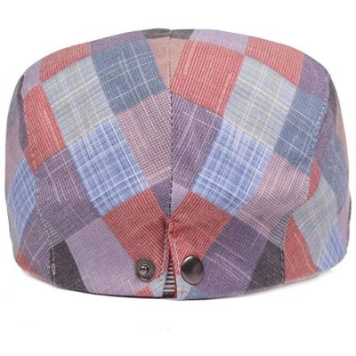 Newsboy Caps Unisex Flat Checker Plaid Ivy Newsboy Cap Hat - 2 Pack-b - CK18L5AL8ZG $12.96