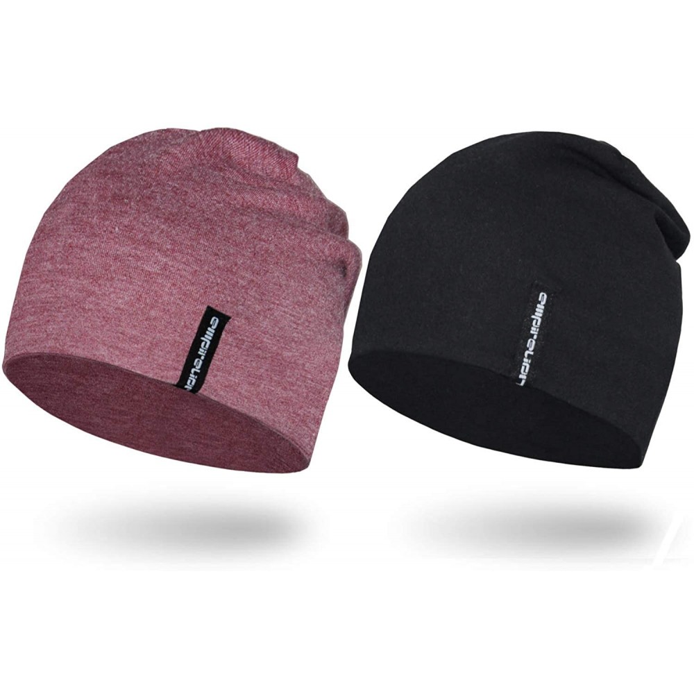 Skullies & Beanies Multifunctional Lightweight Beanies Running - Ruby Wine Melange+black - CC19602N572 $13.26