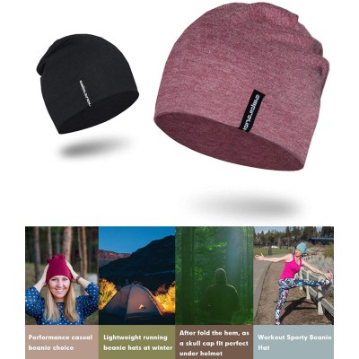 Skullies & Beanies Multifunctional Lightweight Beanies Running - Ruby Wine Melange+black - CC19602N572 $13.26