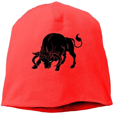 Skullies & Beanies Man Skull Cap Beanie Taurus Zodiac Sign Headwear Knit Hat Warm Hip-hop Hat - Red - CX18IKXOXHE $11.06