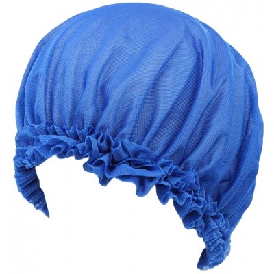 Headbands Women Cotton Flower Sleep Night Cap Head Cover Bonnet - Blue - C018ME8NIAL $10.82