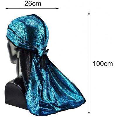 Skullies & Beanies Silky Soft Men Durag Cap Headwraps with Extra Long Tail and Wide Straps Headwrap Du-Rag for 360 Waves - Go...
