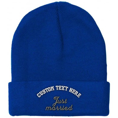 Skullies & Beanies Custom Beanie for Men & Women Just Married Newlywed Embroidery Skull Cap Hat - Royal Blue - C718ZS3Y9Q4 $1...