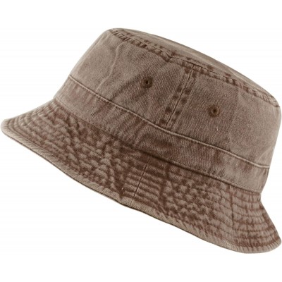Bucket Hats 100% Cotton Canvas & Pigment Dyed Packable Summer Travel Bucket Hat - 2. Pigment - Dark Brown - CP196E9IDKH $9.66