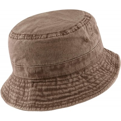 Bucket Hats 100% Cotton Canvas & Pigment Dyed Packable Summer Travel Bucket Hat - 2. Pigment - Dark Brown - CP196E9IDKH $9.66