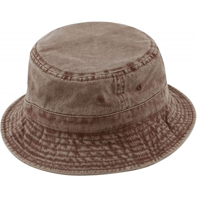 Bucket Hats 100% Cotton Canvas & Pigment Dyed Packable Summer Travel Bucket Hat - 2. Pigment - Dark Brown - CP196E9IDKH $9.66