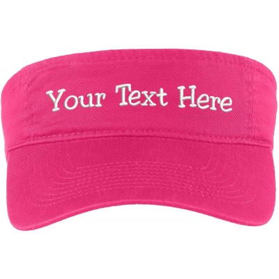 Visors Custom Visor Hat Embroider Your Own Text Customized Adjustable Fit Men Women Visor Cap - Sangria - CJ18T32732X $18.50