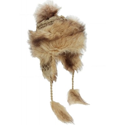 Bomber Hats Womens/Ladies Knitted Winter Trapper Hat with Faux Fur Trim - Black - CS129W92DJR $11.99