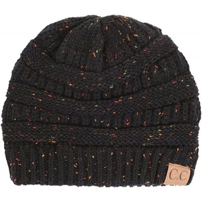 Skullies & Beanies Unisex Confetti Ribbed Cable Knit Thick Soft Warm Winter Beanie Hat - Black - C512823S0H3 $13.39