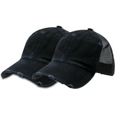 Baseball Caps Vintage Mesh Cap - Black + Black - CR119F25TFR $24.46