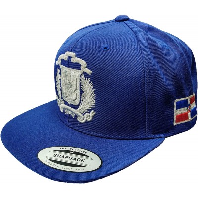 Baseball Caps Dominican Republic Shield Snapback Cap - Royal/Silver - CU12NZ43HLF $33.87