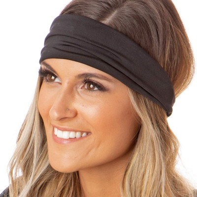 Headbands Adjustable Cute Fashion Sports Headbands Xflex Wide Hairband for Women Girls & Teens - Black & Black Xflex 2pk - CB...