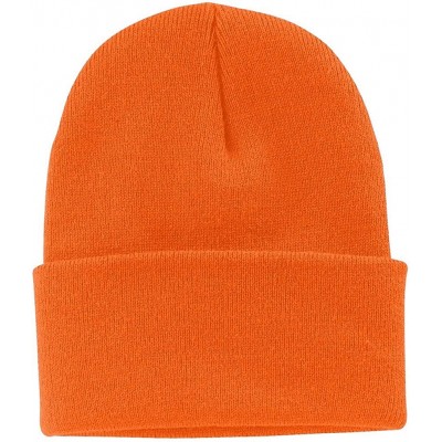 Skullies & Beanies Knit Beanie Caps in 24 - Neon Orange - C411APLGMLL $11.78