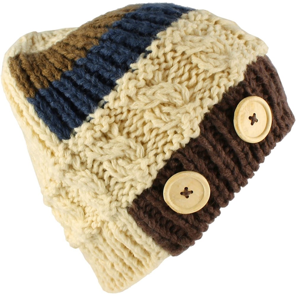 Skullies & Beanies Multi Color Stripe Corduroy Knit Slouchy Handmade Beanie Winter Ski Warm Hat - Beige - CL11SKQBEHV $11.40