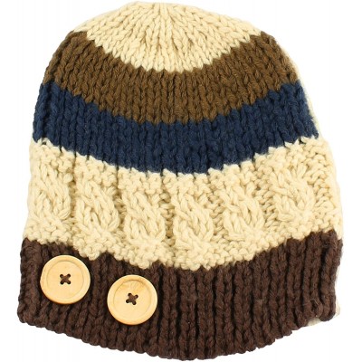 Skullies & Beanies Multi Color Stripe Corduroy Knit Slouchy Handmade Beanie Winter Ski Warm Hat - Beige - CL11SKQBEHV $11.40