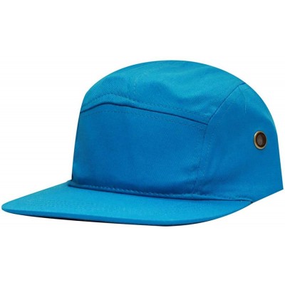 Baseball Caps 5 Panel Cotton with Leather Strap - Turquoise - C5119YMZW7X $15.10