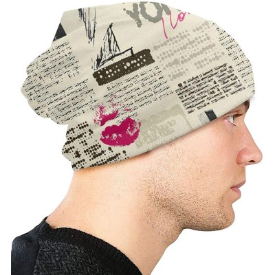 Skullies & Beanies Newspaper Lipstick Vintage Slouchy Snapback - CI18YK0GN8K $16.86