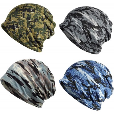 Skullies & Beanies Men Women's Cotton Baggy Slouchy Beanie Chemo Hat Cap Scarf - 4pack-c - CD193TXOIOD $21.23