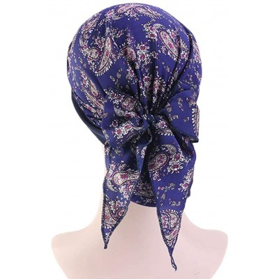 Skullies & Beanies Women Vintage Silky Turbans Head Scarf Elastic Wide Band Multifunction Printing Hat Chemo Hair Loss Cap - ...