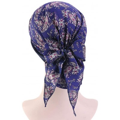 Skullies & Beanies Women Vintage Silky Turbans Head Scarf Elastic Wide Band Multifunction Printing Hat Chemo Hair Loss Cap - ...