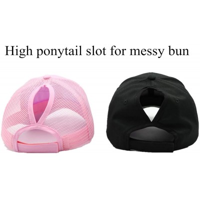 Baseball Caps Womens Ponytail Messy High Buns Trucker Ponycaps Plain Baseball Cap Dad Hat Adjustable Snapback - CN18WRMMR2A $...