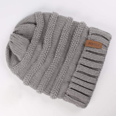 Skullies & Beanies Knitted Slouchy Oversized Crochet - Grey Beige - CN189TSYCR5 $15.66