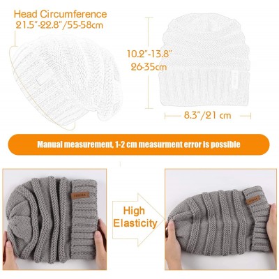 Skullies & Beanies Knitted Slouchy Oversized Crochet - Grey Beige - CN189TSYCR5 $15.66