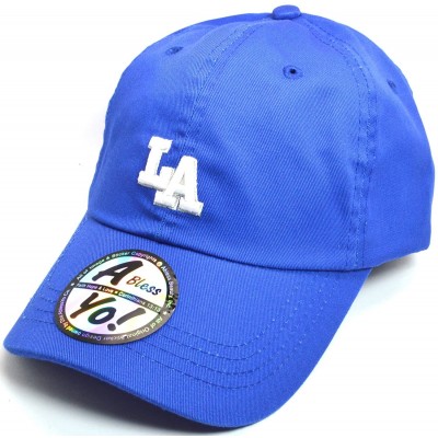 Baseball Caps LA Embroidered Polo Style Cotton Dad Hat Durable Baseball Cap AYO1120 - Royal Blue - CY18CWZEOS0 $10.21