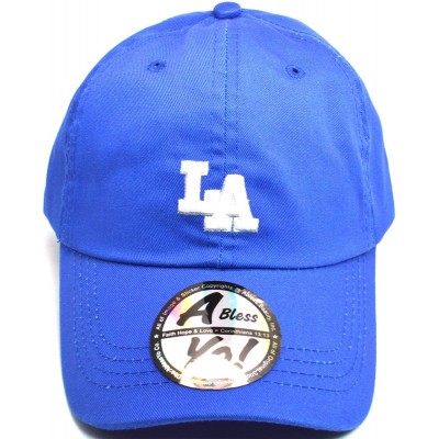 Baseball Caps LA Embroidered Polo Style Cotton Dad Hat Durable Baseball Cap AYO1120 - Royal Blue - CY18CWZEOS0 $10.21