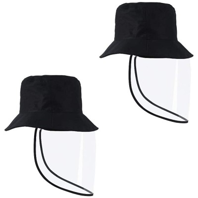 Sun Hats Womens UPF50+ Linen/Cotton Summer Sunhat Bucket Packable Hats w/Chin Cord - 2black - C41987WNN2I $11.66