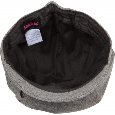 Newsboy Caps Sasha Wool Newsboy Cabbie Hat with Button Flower - Charcoal - CS117BFY7NZ $13.76